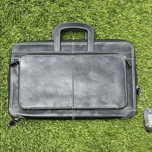 NWT Wilsons Executive Portfolio Black Leather